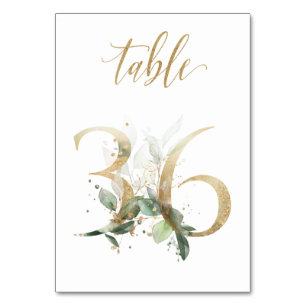 Green Gold Leaves Table 36, Table Number