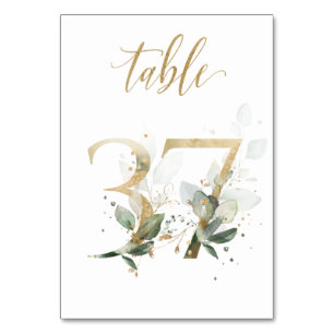 Green Gold Leaves Table 37, Table Number