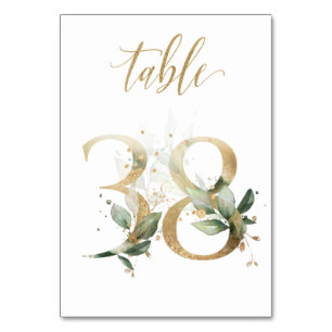 Green Gold Leaves Table 38, Table Number
