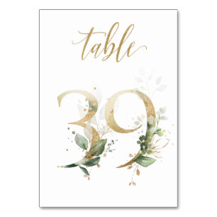 Green Gold Leaves Table 39, Table Number
