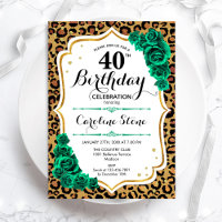 Green Gold Leopard Print 40th Birthday