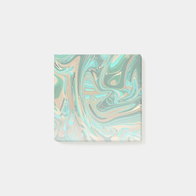 Green & Gold Liquid Marble Post-it Notes (Front)