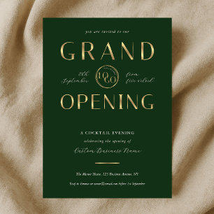 Green & Gold Logo Business Grand Opening Corporate Invitation