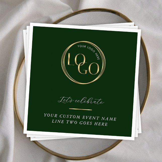 Green & Gold Logo Corporate Business Event Branded Napkin (Creator Uploaded)