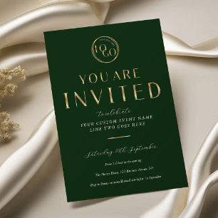Green & Gold Logo Elegant Business Event Gala Invitation