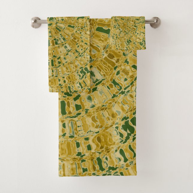 GREEN GOLD LUXURIOUS VINTAGE LOOK TOWEL SET (Insitu)