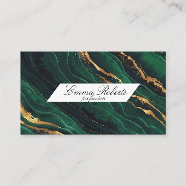 Green Gold Luxury Business Card (Front)