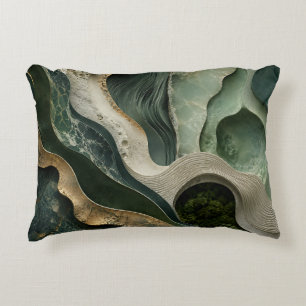 Green Gold Marble Abstract Throw Pillow Jade Art
