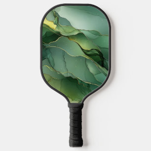 Green Gold Marble Pickleball Paddle