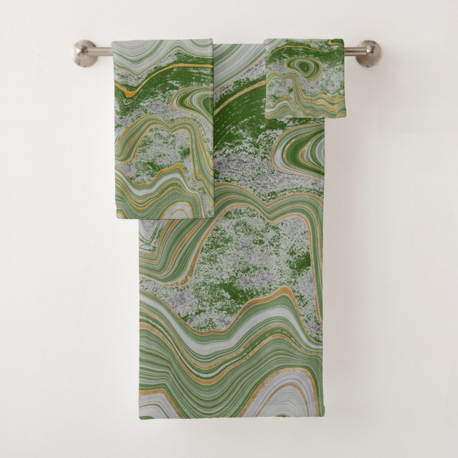Green Gold Marble Towel BATHROOM TOWEL SET (Insitu)