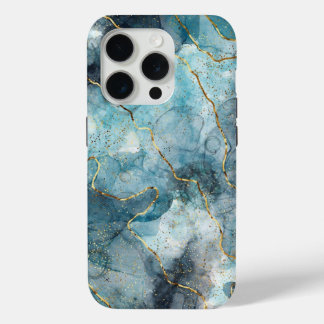 Green Gold Marbles iPhone 15 Pro Case