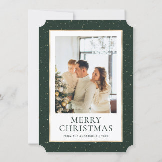 Green Gold Merry Christmas Photo Holiday Card
