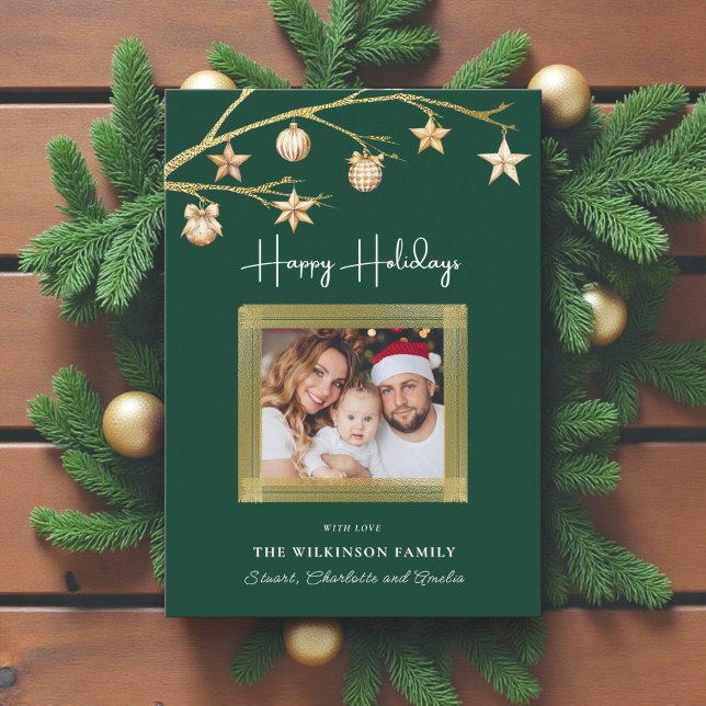 Green & Gold minimal Christmas Photo Card (Creator Uploaded)