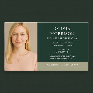 Green Gold Minimal Modern Photo  Business Card