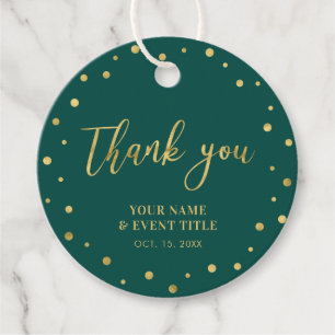 Green & Gold   Modern Birthday Favour Thank you Tags