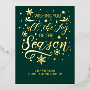 Green Gold Modern Business Holiday Foil Card