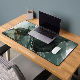 Green Gold Modern Marble Desk Mat