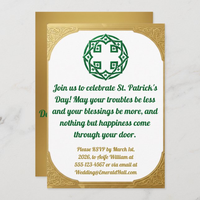 Green Gold Modern  St. Patricks Day Invitation  (Front/Back)