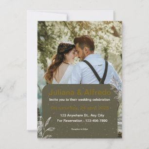 Green Gold Modern Wedding Invitation