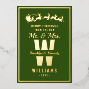 Green Gold Monogram Newlywed Mr And Mrs Christmas