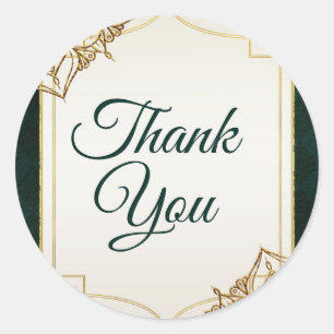 Green & Gold Moroccan Arabian Nights Wedding Favou Classic Round Sticker