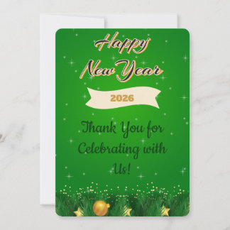 Green Gold New Year Thank You Card