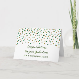 Green Gold Niece Congratulations Graduation Card