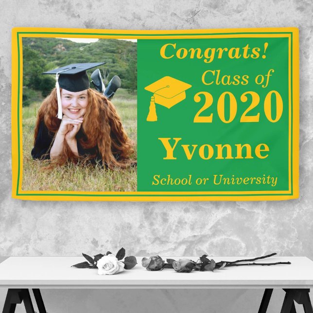 Green Gold One Photo Class of 2024 Graduation Banner (Creator Uploaded)