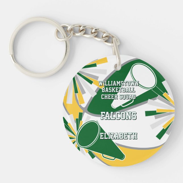 green gold or ANY COLORS basketball cheerleader Key Ring (Front)