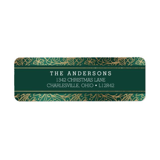 Green & Gold Ornate Happy Holidays (Front)