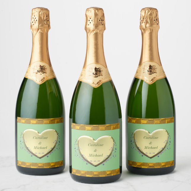 Green Gold Party Wedding Mini Label Set (Bottles)