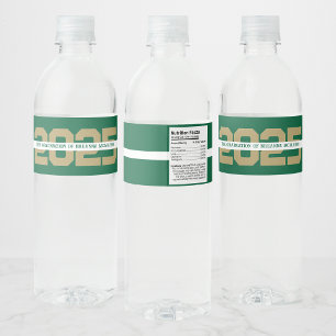 Green & Gold Personalised Graduation Water Bottle Label