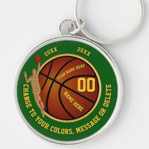 Green Gold Personalised Senior Basketball Gifts Key Ring