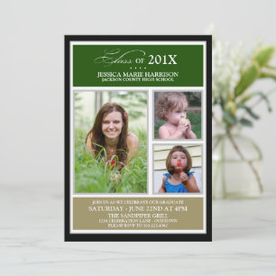 Green/Gold Photo Graduation Party Invitation