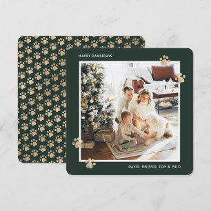Green Gold Photo Happy Pawlidays Holiday Card