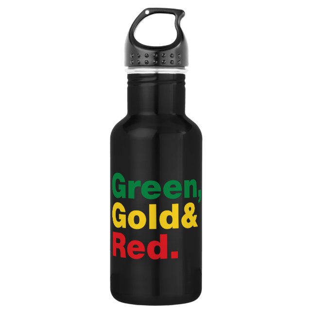 Green, Gold & Red. 532 Ml Water Bottle (Front)