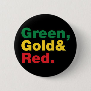 Green, Gold & Red. 6 Cm Round Badge
