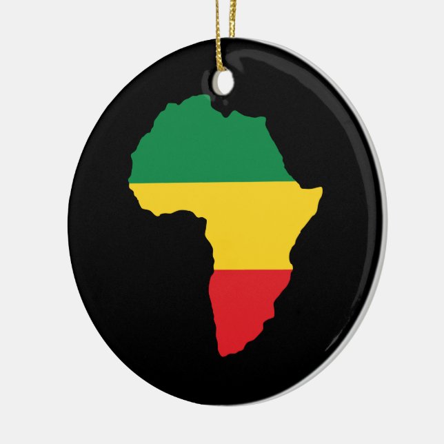 Green, Gold & Red Africa Flag Ceramic Tree Decoration (Left)