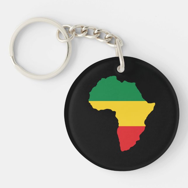 Green, Gold & Red Africa Flag Key Ring (Front)