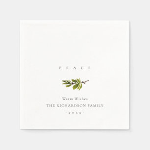 GREEN GOLD RED BERRIES WREATH CHRISTMAS PEACE NAPKIN