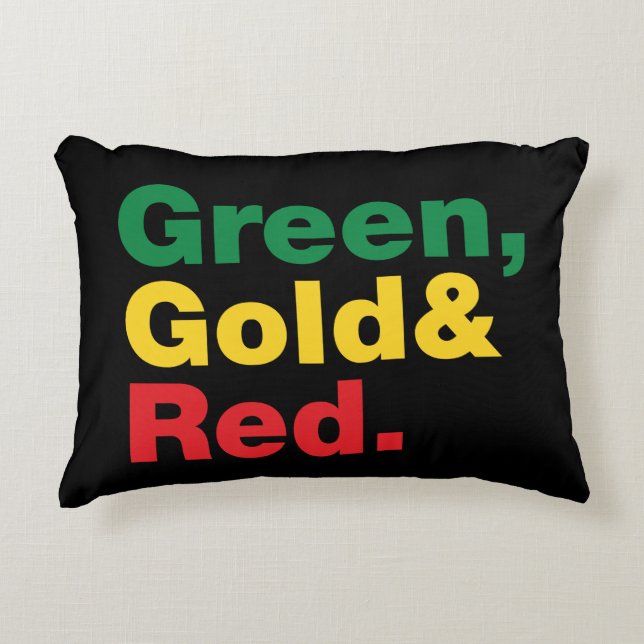 Green, Gold & Red. Decorative Cushion (Front)