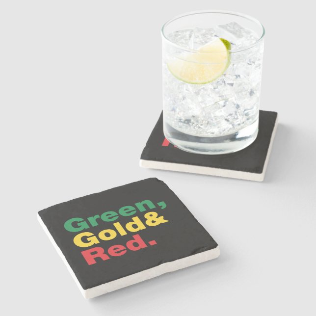 Green, Gold & Red. Stone Coaster (Side)