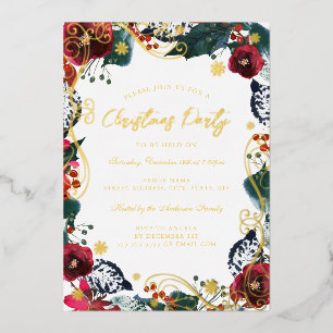 Green Gold Red White Floral Swirl Christmas Party