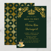 Green & Gold Royal Crown Damask Bridal Tea Party