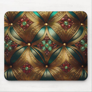 Green Gold Ruby Emerald Pattern Mouse Pad