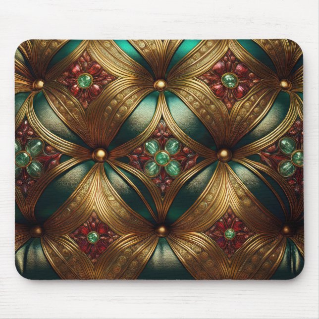 Green Gold Ruby Emerald Pattern Mouse Pad (Front)