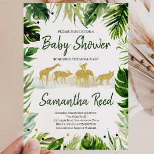 Green Gold Safari Jungle Baby Shower Invitation