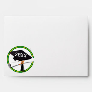Green - Gold School Colours Grad Cap Graduation Envelope