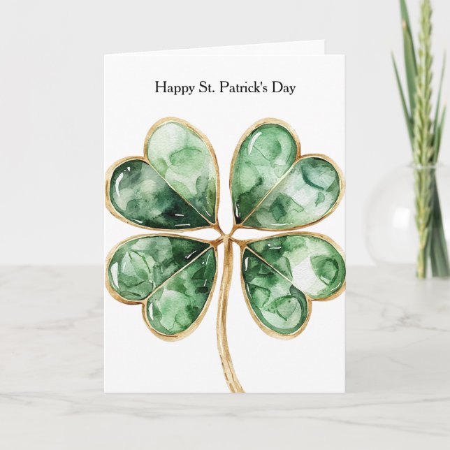 Green Gold Shamrock St. Patrick's Day Card (Front)