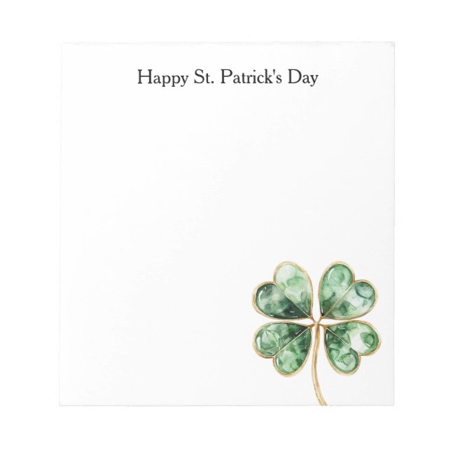 Green Gold Shamrock St. Patrick's Day Notepad (Front)